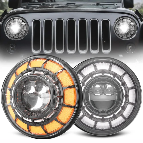 Imagen 1 del producto Faro Led de 7 ""para coche, señal de giro alta/baja H4, luces DRL blancas para Jeep JK 4x4 Suzuki Samurai Lada Niva 4X4 Uaz, 2 uds.