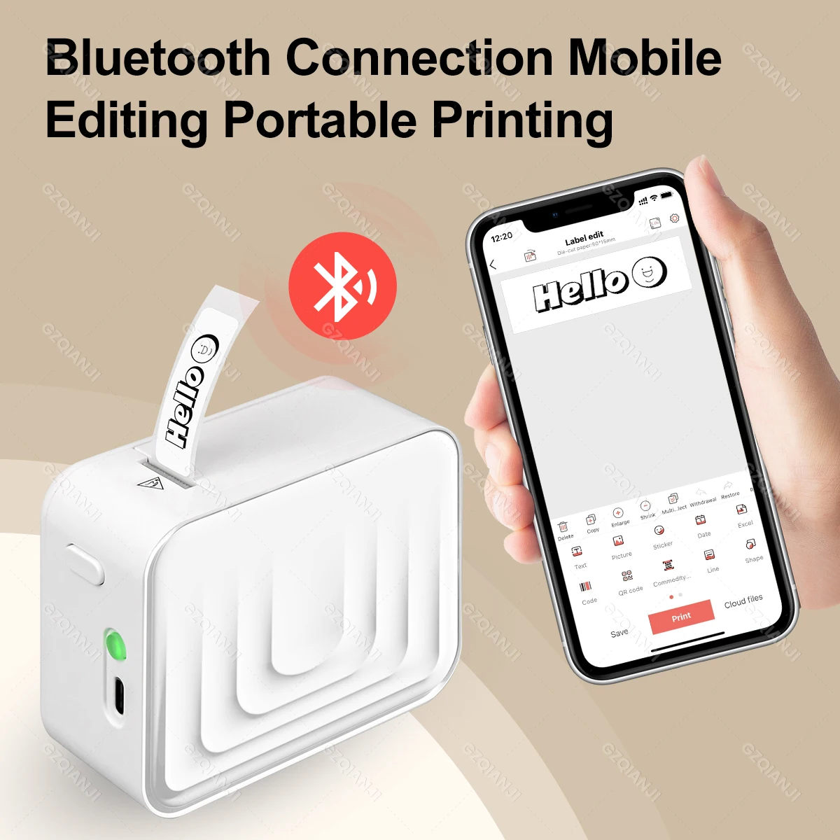 M1 Wireless Bluetooth Thermal Label Printer Mini Portable Adhesive Label Maker Fast Printing Similar as Marklife P15 P11 P12 L12