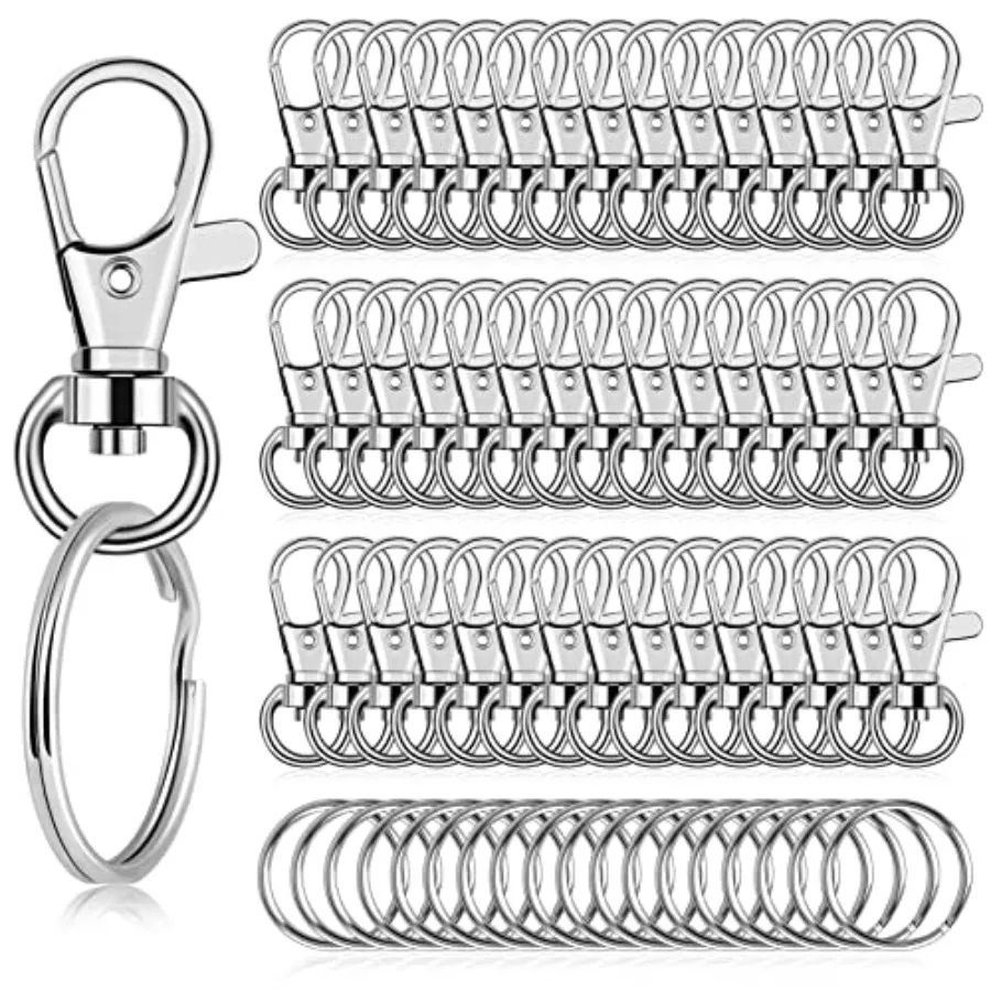 

140Pcs Keychain Hardware with 70 Swivel Clasps Lanyard Snap Hooks and 70 Keychain Rings for DIY Crafts Resin and Jewelry Making