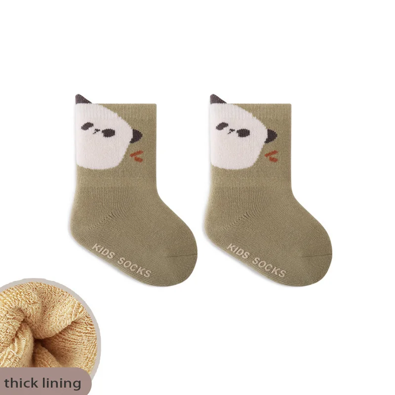 5 Pairs/Lot New Non-Slip Cartoon Warm Fleece Children Kids Baby Terry Socks Toddler Thicken Indoor Floor Socks