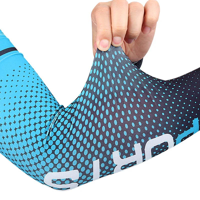 Sport Ice Arm Sleeves for Men Cycling UV Solar Cuff Breathable Summer Sun Protection Arm Cover Print Anti-Sunburn Long Sleeve