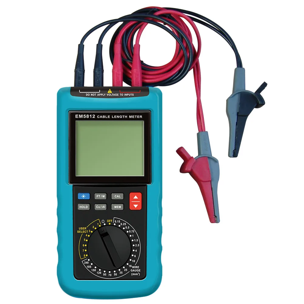 Allosun EM5812 Cable Length Meter Digital Cable Resistance Tester 30KM/100000ft Wire Cable Length Tester Meter