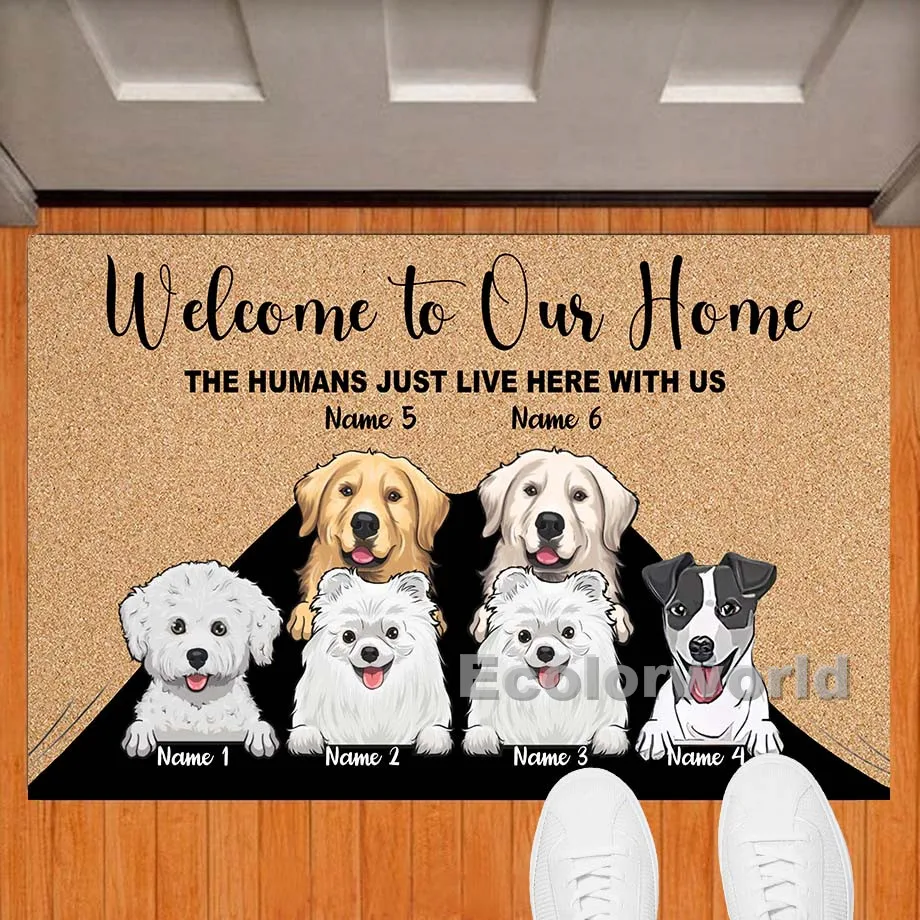 

Personalized Dog Cat Doormat Pets Mat Rug Welcome To Our Home Floor Mats Carpet Any Color Any Logo Home Decor Accessory