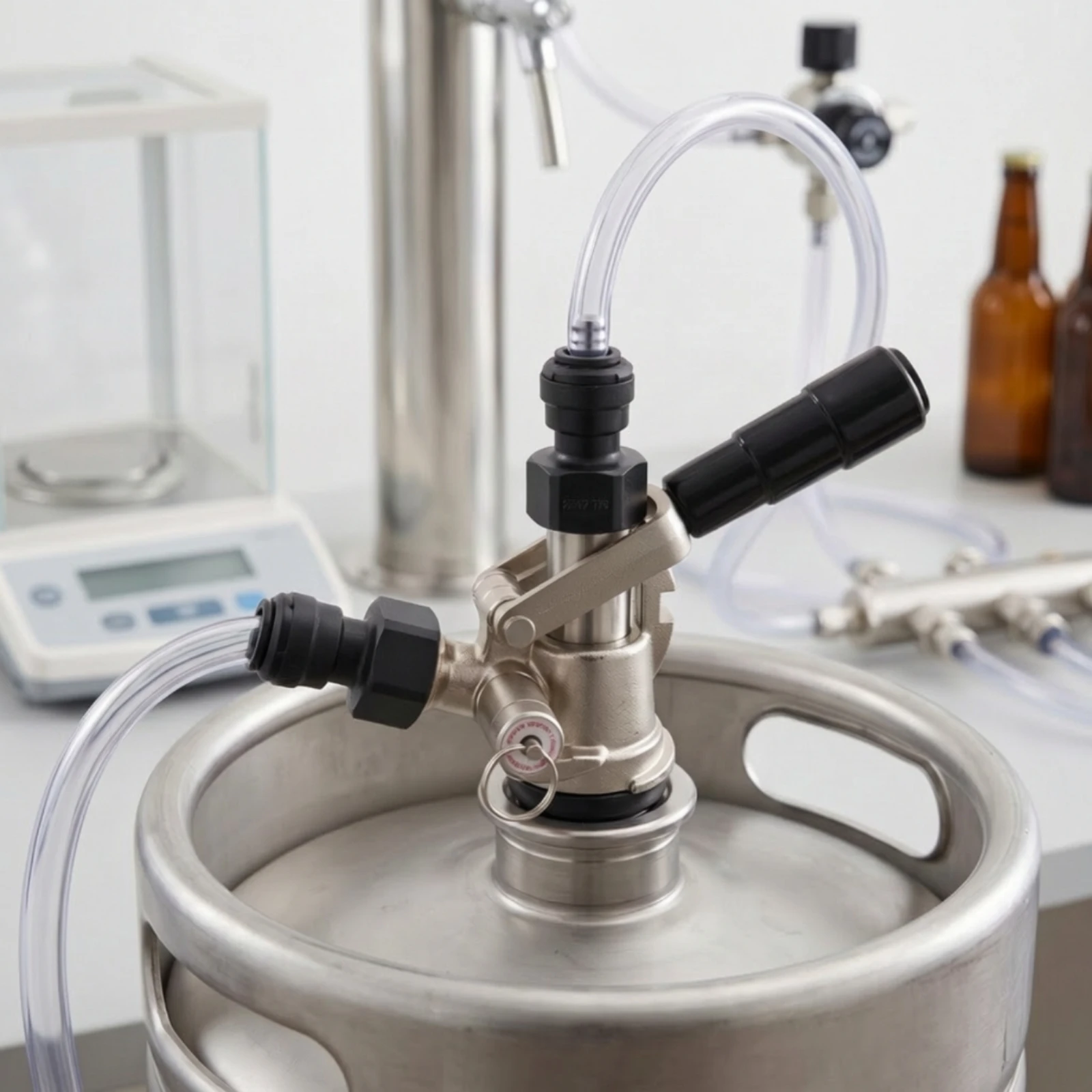 Beer Keg Coupler Heavy-Duty Keg Tap with Lever Handle Draught Beer Dispenser Nickel-Plated for Homebrewers, Kegerator, Home Bar