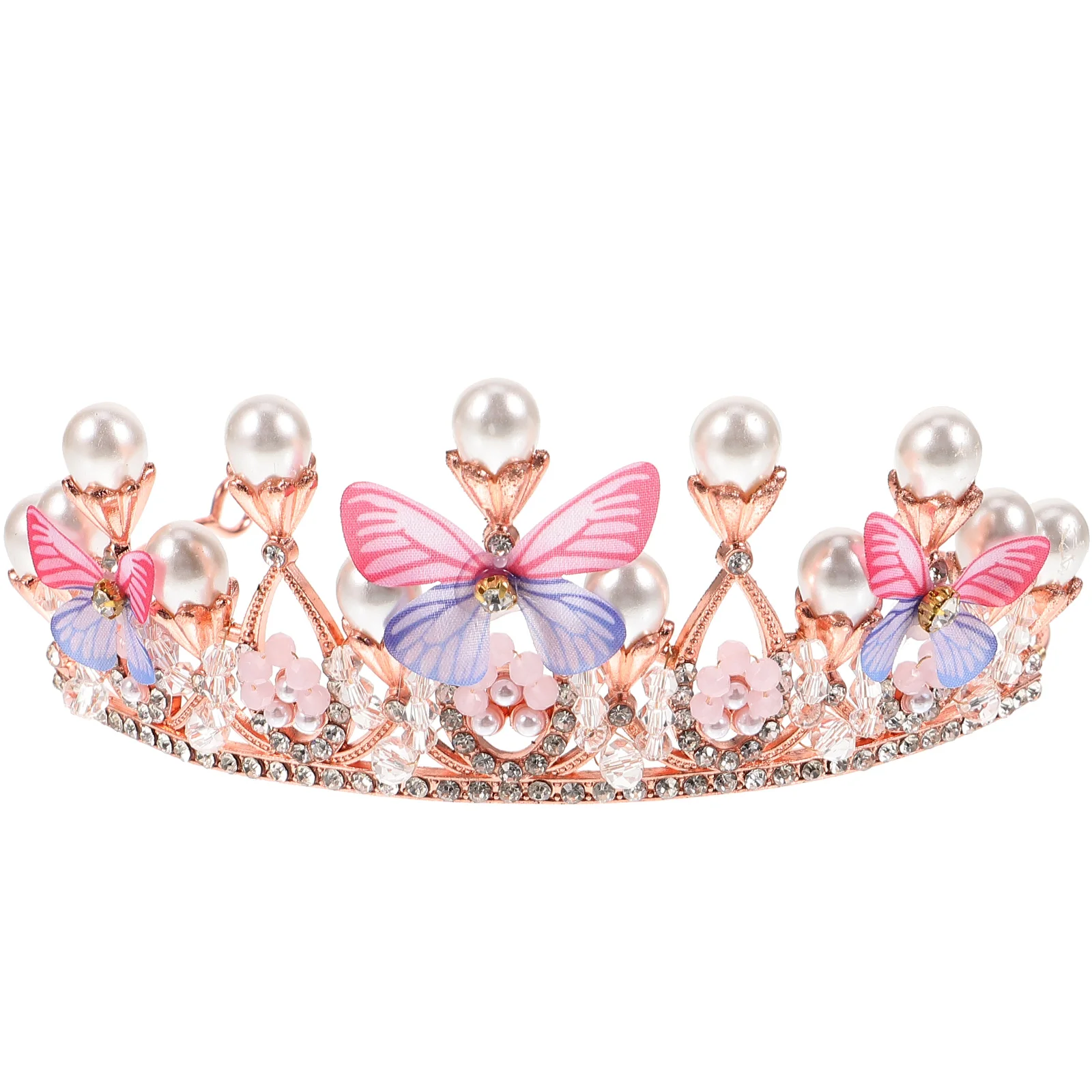 Wedding Butterfly Crown Headband Child Little Girl Hair Accessories Childrens Zinc Alloy Pearl Headbands