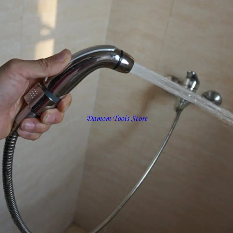 57BE Chrome ABS Toilet Handheld Bidet Sprayer Shattaf Cloth Diaper Enema Shower