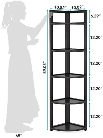 

5-уровневые угловые полки, угловая книжная полка и книжный шкаф, деревенский угловой стеллаж, стоячий стеллаж для гостиной комнаты, небольшое пространство (B