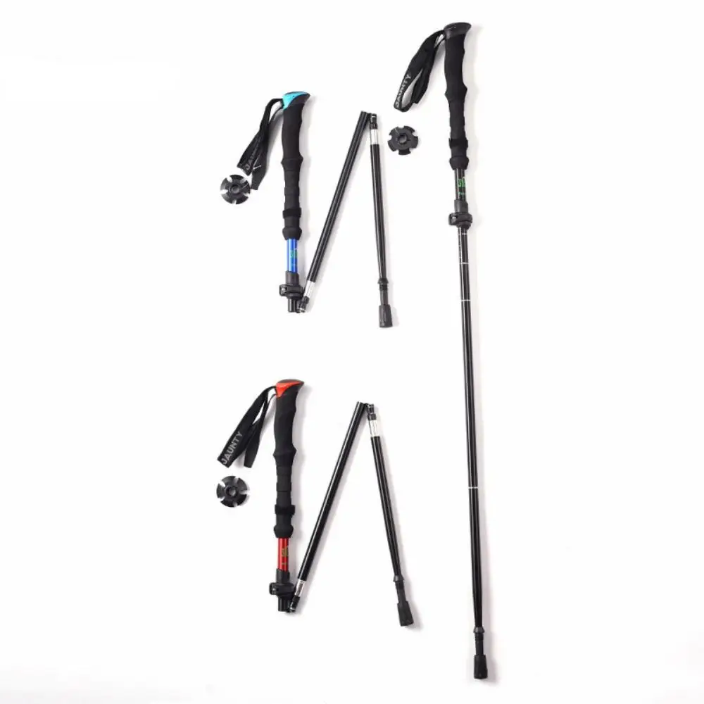Bastones de Trekking al aire libre de aluminio ultraligeros, cerraduras ajustables rápidas de EVA, bastón plegable de 4 secciones para mujer