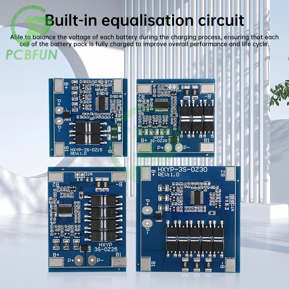 

3S 12V 15A / 20A BMS 18650 Lithium Battery Protection Board 11.1V 12.6V Anti-overcharge With Balance And Temperature Control