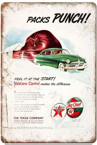 Жестяной знак 8x12 купить Sky Chief Gas от Texaco pack a Punch