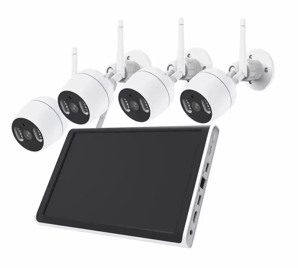 4CH CCTV Set 3MP Outdoor Security Camera Wireless HD Wifi Kit Camera System Xmeye NVR Kit with 10 Inch Monitor