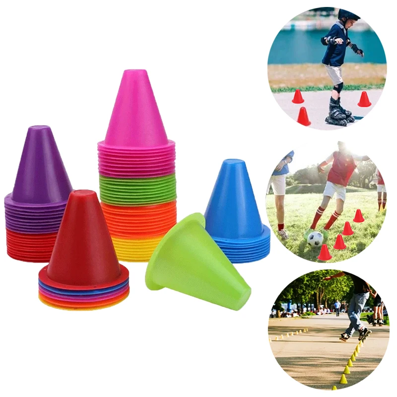 10Pcs Skate Marker Cones Roller Football Marking Cup Marker Cones Slalom Roller skate Pile Cup Football Training Soft Tower Tool