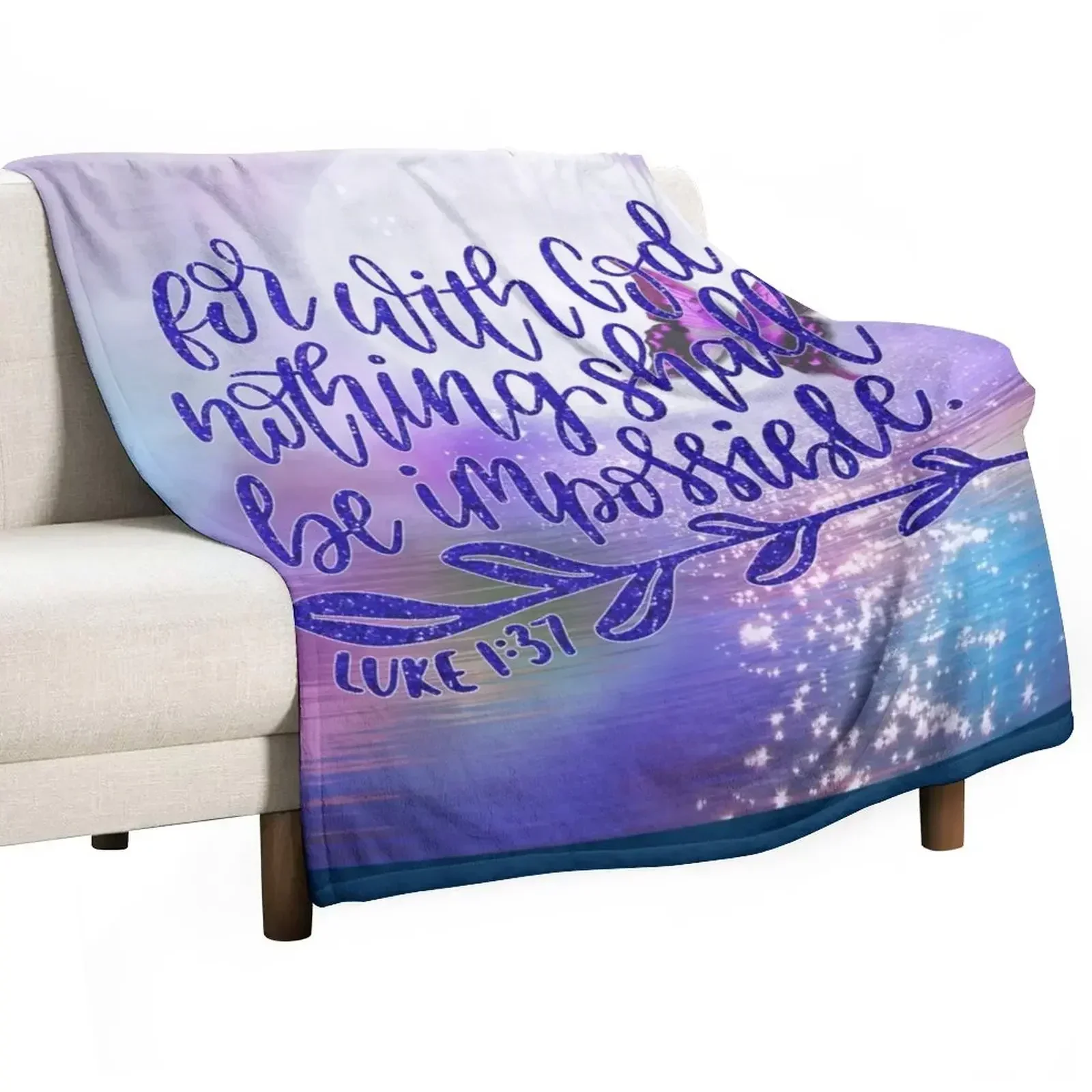 

With God Nothing is Impossible.Luke Scripture Bible Throw Blanket Soft Big valentine gift ideas Blankets