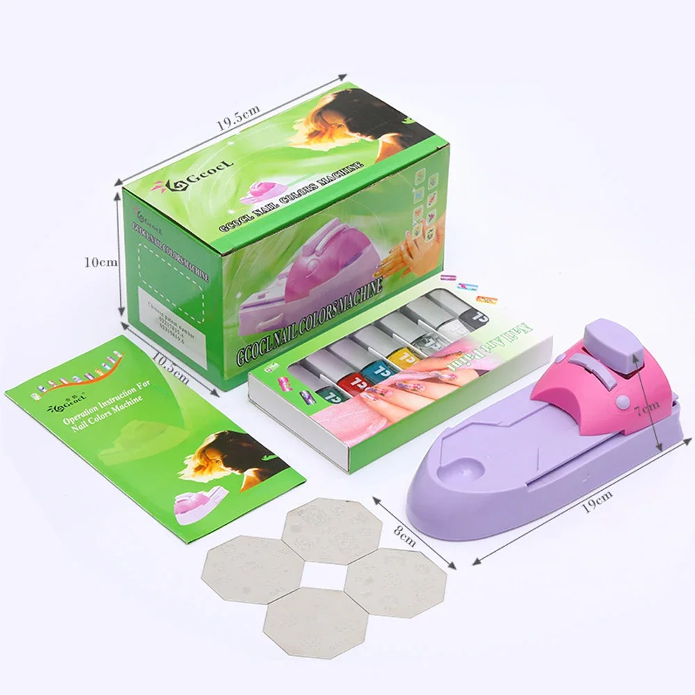 DIY Manual Nail Art Printer, Handmade Nail Polish Painting Machine Set, Metal Stamp & Pattern Plates for 3D Manicure