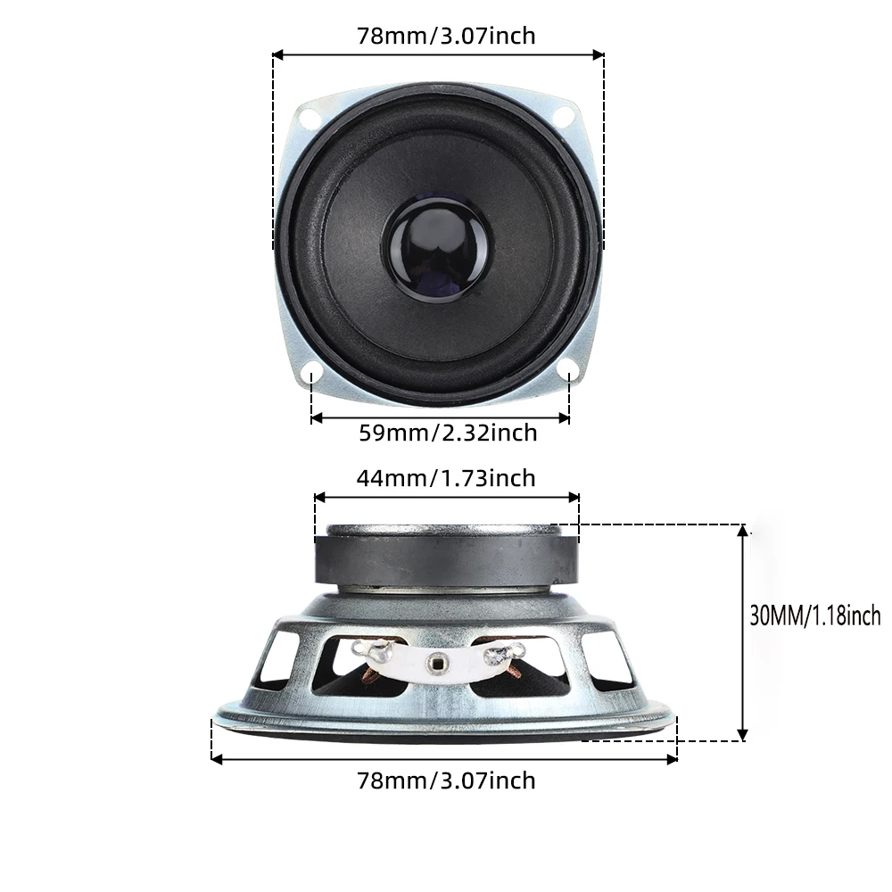 AUIN 2 szt. 3-calowy głośnik pełnozakresowy 4 Ohm 5W 78MM Kwadratowy DIY Przenośny Głośnik Bluetooth Multimedialny do Kina Domowego — zdjęcie produktu 2