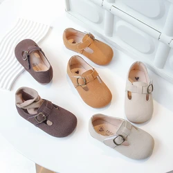 Korean Children's Shoes 2023 Autumn and Spring New Kids Fashion Retro Leather Shoes for Boys Britain Style Moccasin Shoes Simple