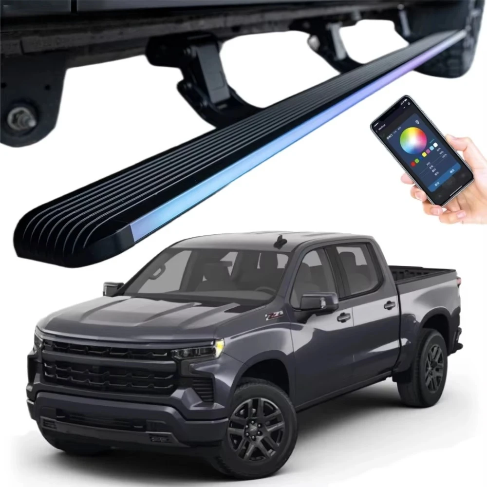 For Chevrolet Truck Car Electric Side Foot Steps Power Running Boards For 2024 2025 2026 Chevy Silverado 1500 2500 Crew Cab