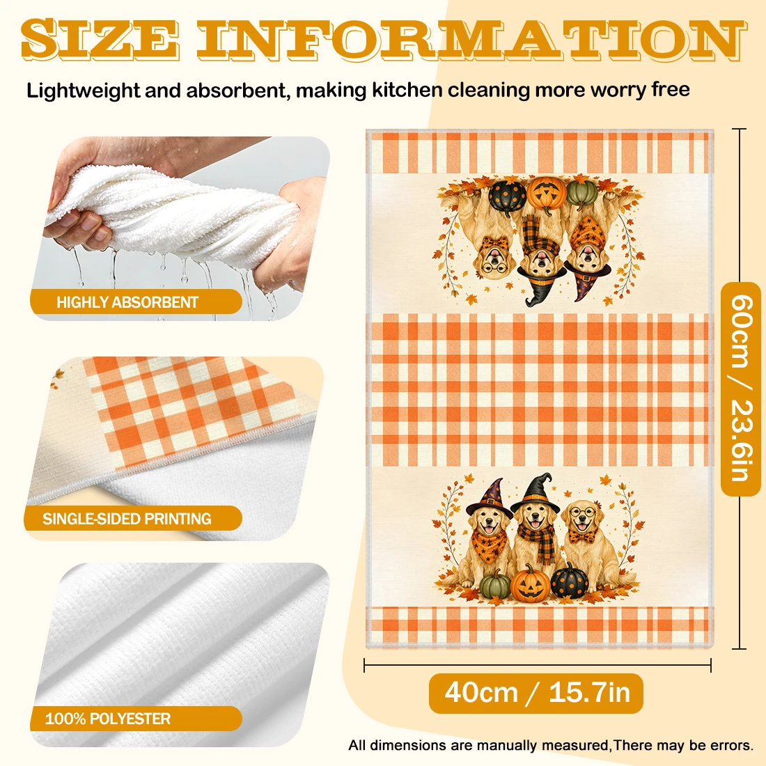 2pcs Set Kitchen Towels Halloween Golden Retriever Puppy Hand Towels Christmas Decorations For Home Noel Dish Towels Gifts