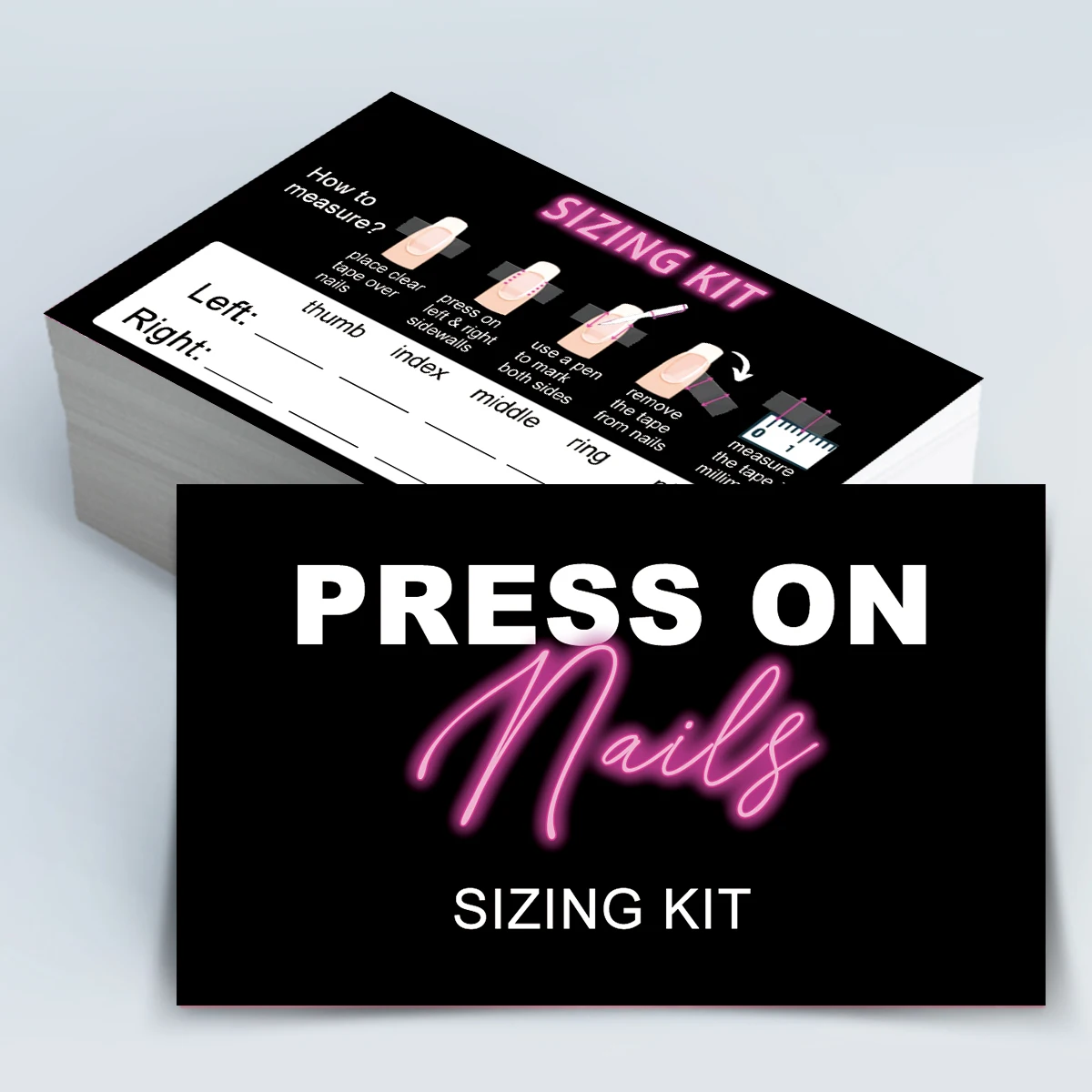 50Pcs Press On Nails Sizing Kit Card Business Card Customize Press-on Nails Size Record Card  Nails Accessoires Tools