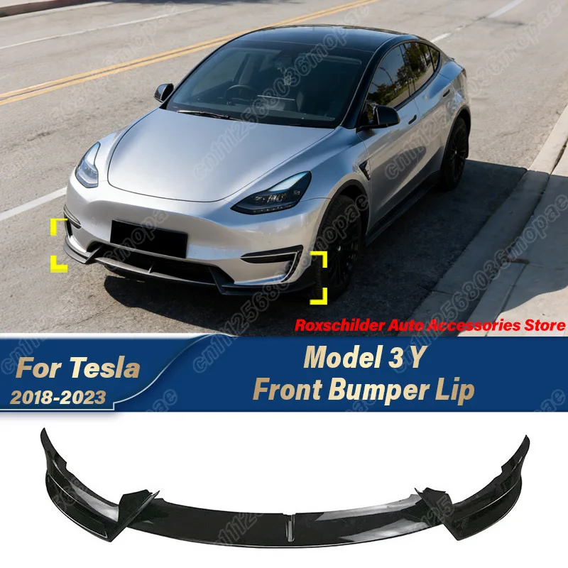 For Tesla Model 3 Y 2018 2019 2020 2021 2022 2023 Automobile Front Bumper Lip Sports Racing 3PCS Front Lip Body Modification Kit
