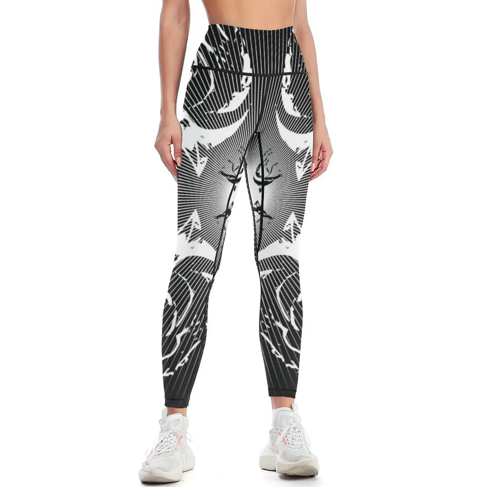 

White Wolf Symbols Leggings Tight fitting woman Women's push up gym's sportswear trousers Womens Leggings