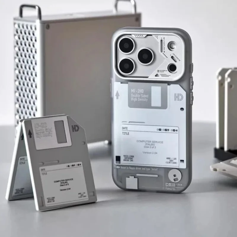 Frosted Phone Cover for iphone 16/17/17pro Max Floppy Disk Design Magnetic Suction Anti-fall Shell Phone Protective Case