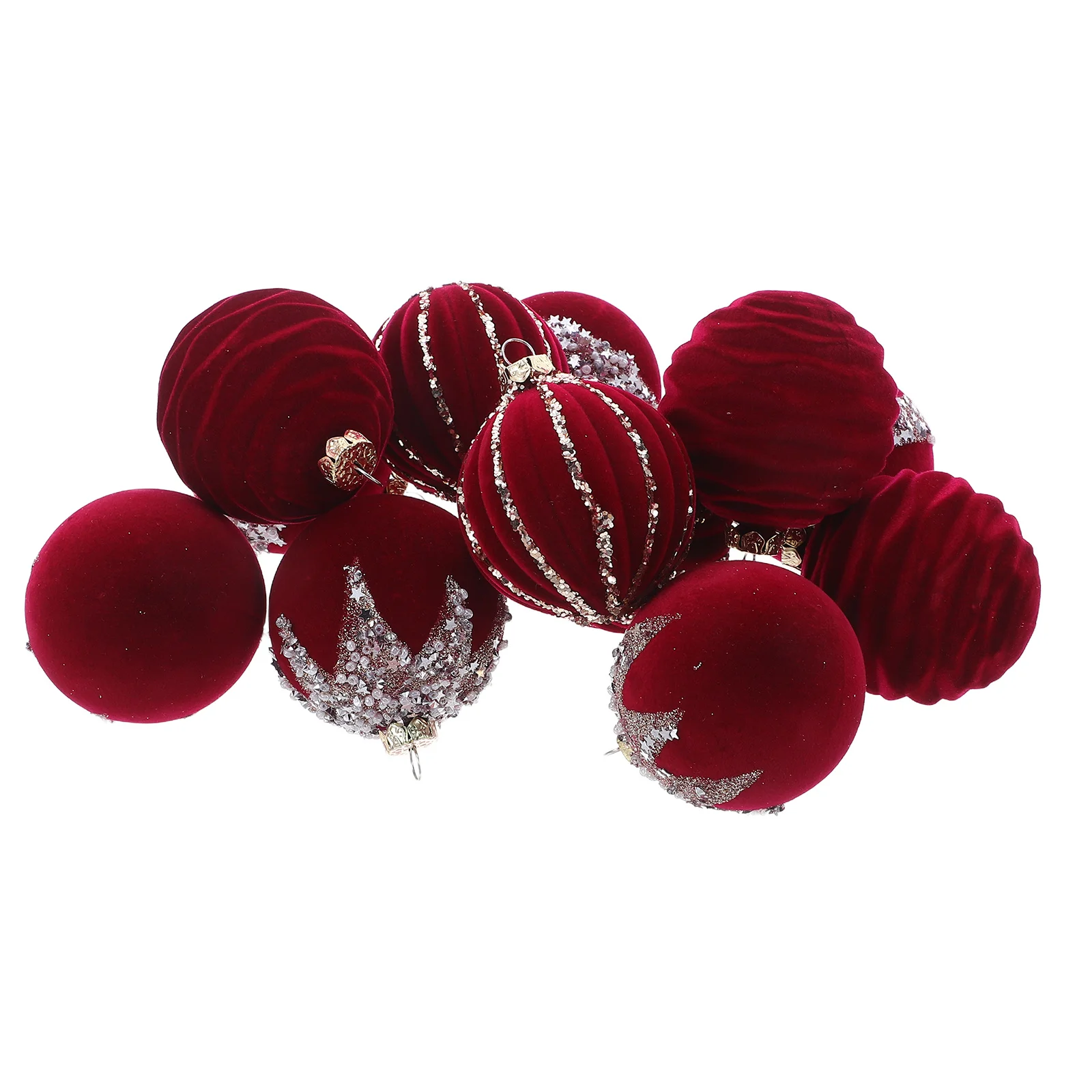 

16Pcs Christmas Tree Ornaments Red Flocked Shatterproof Hanging Balls Xmas Decorations for Home Holiday