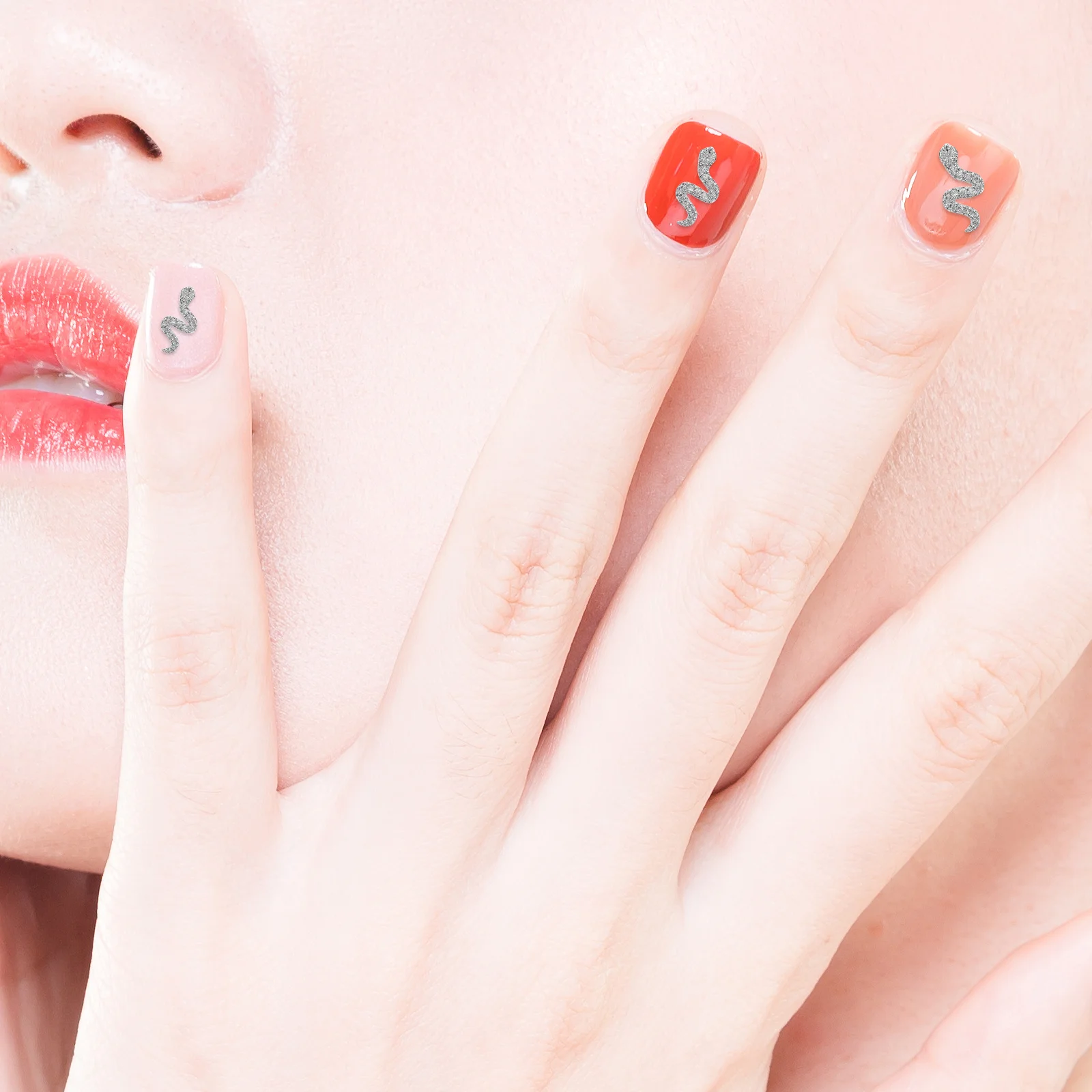 5Pcs Snake Nail Art Charms 3D Metal Rhinestones Gothic Alloy Animal Studs DIY Manicure Supplies Retro Nail Jewelry Silver