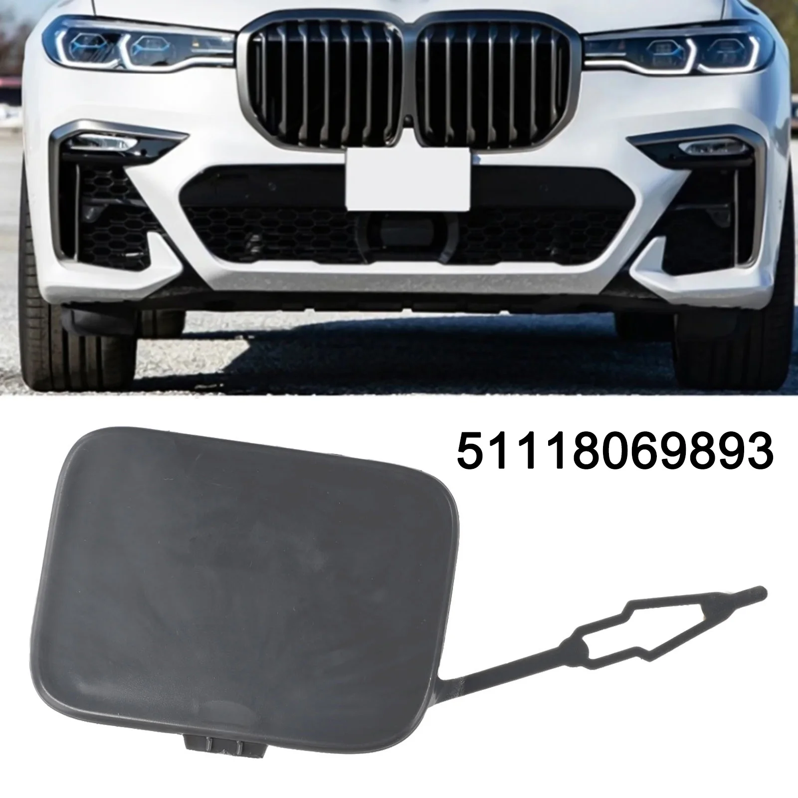

Car Front Bumper Flap Towing Cap Cover For BMW For X7 G07M 2017-2020 51118069893 Gloss Black Front Bumper Tow Cover Accessories