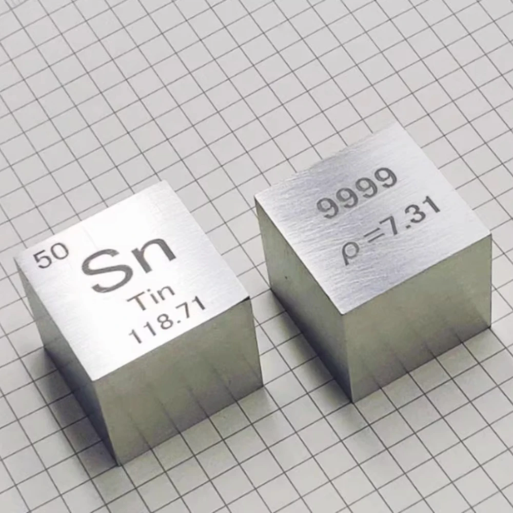 10mm/25.4mm Tin Element Cube Ornament Metal Collection Display Decoration Science Education Model Gift for Chemistry Enthusiasts