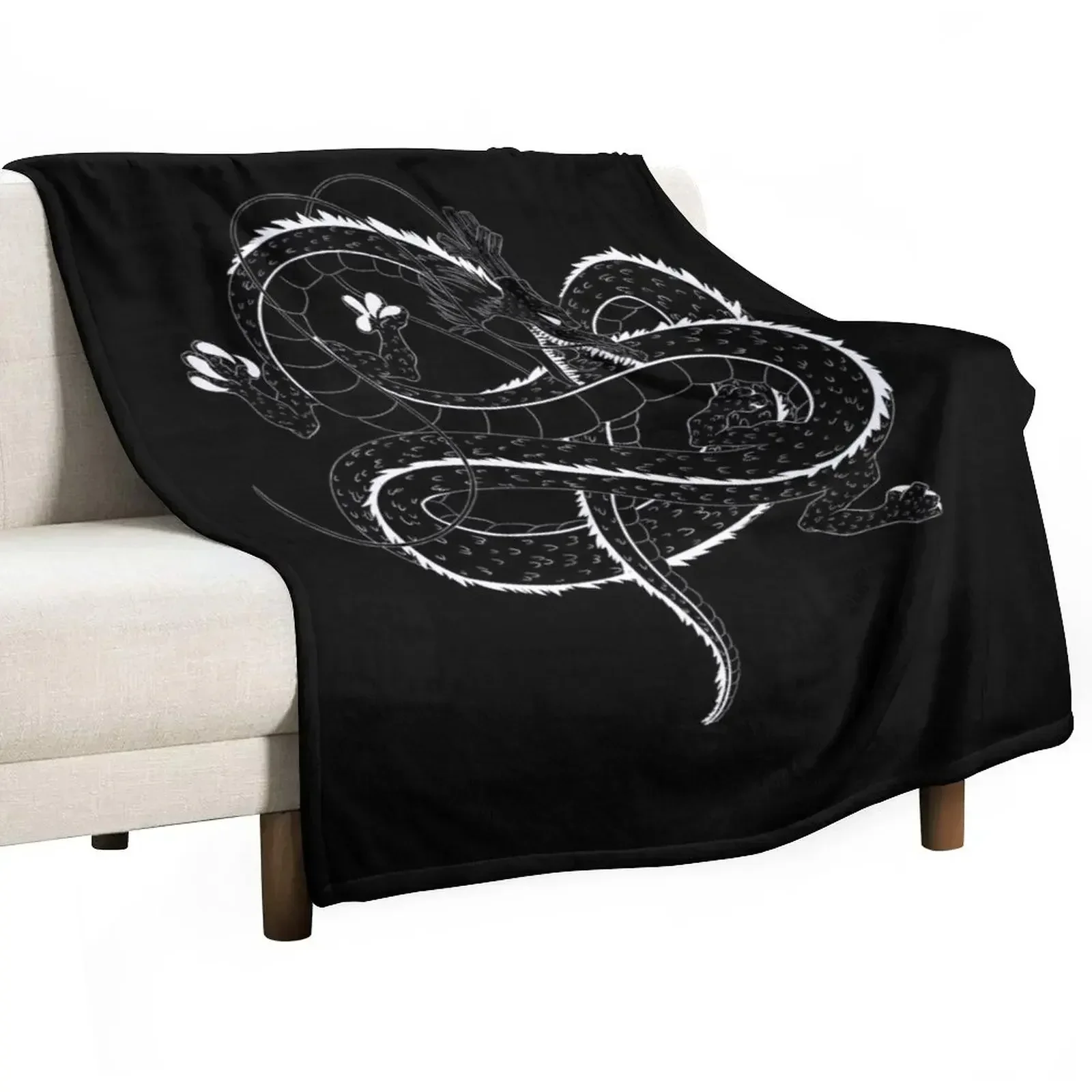 Eternal Dragon Shenron- outline Throw Blanket Designers Sofas Blankets