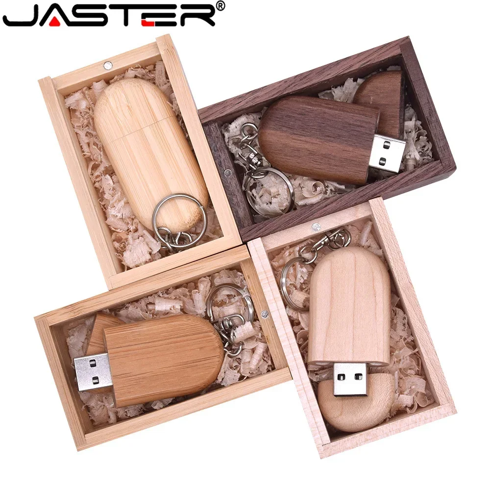 Fashion Maple Wooden+box Customized Logo Walnut Pendrive with Key Chain Usb Flash Drive 4GB 8GB 16G 32GB Usb Stick 2.0 Gift