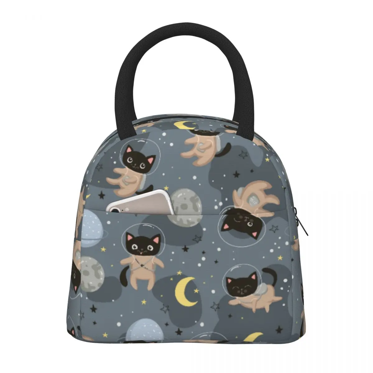 

Functional Cats Pattern Cooler Lunch Box Portable Insulated Canvas Lunch Bag Thermal Food Picnic Lunch Bags For Women Kids Men