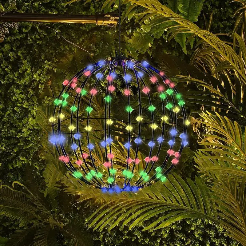 Esfera de Natal Luzes Ao Ar Livre Natal Iluminado Esfera Balls Fold Flat Metal Frame Large Ball Fairy Light para Decoração de varanda Bola de esfera iluminada de Natal enfeites decoração de pátio de varanda