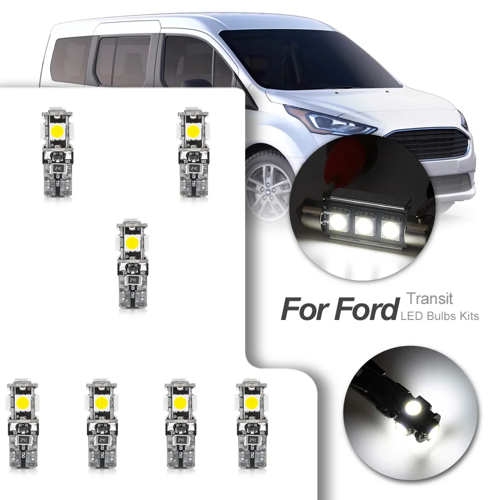 7X LED Interior Light Bulbs For 2014-2023 Ford Transit Connect Wagon Tourneo Courier Connect Grand Connect Map Dome boot light