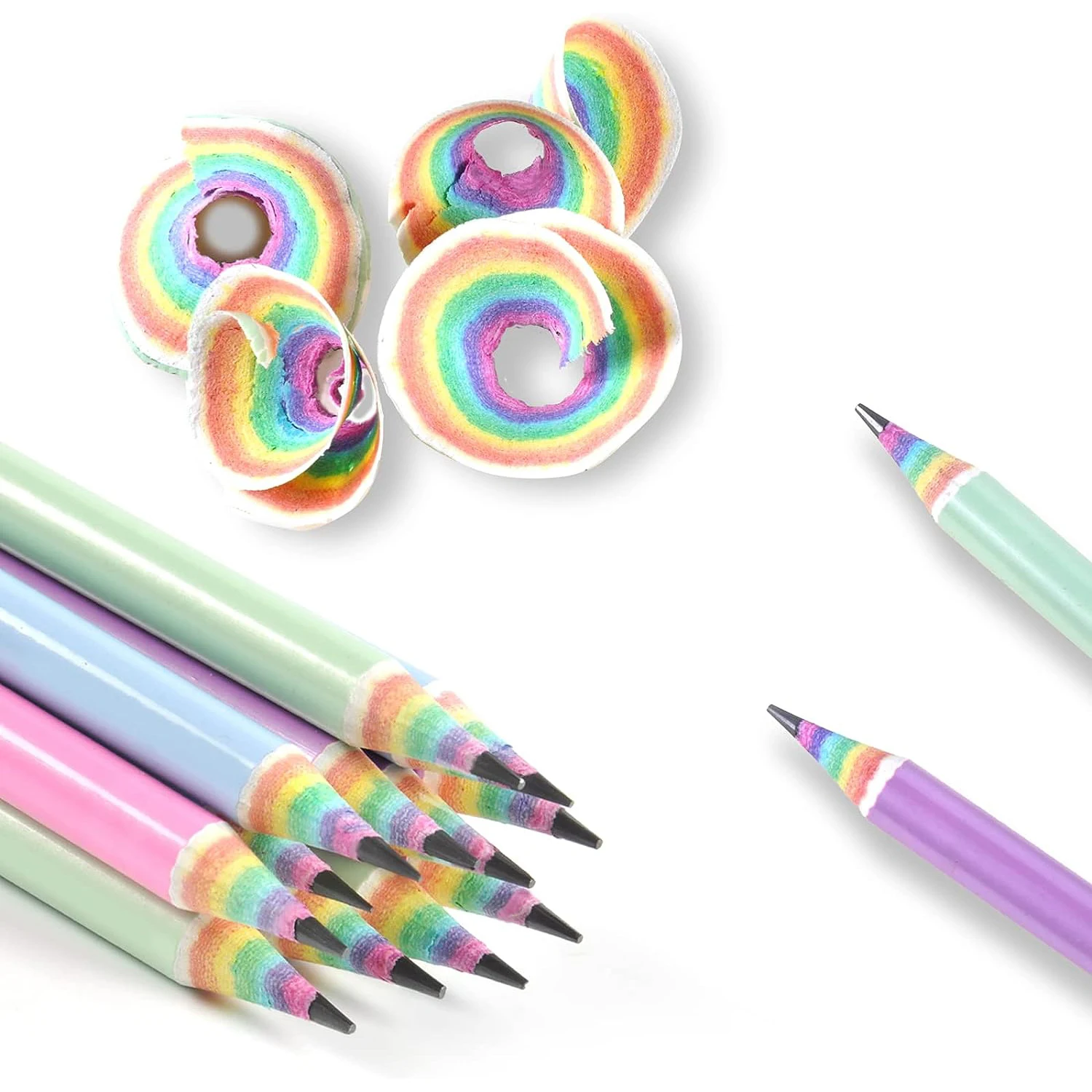 12Pcs Eco-friendly Wood & Plastic Free Rainbow Recycled Paper,2 HB Pencils For School and Office Supplies