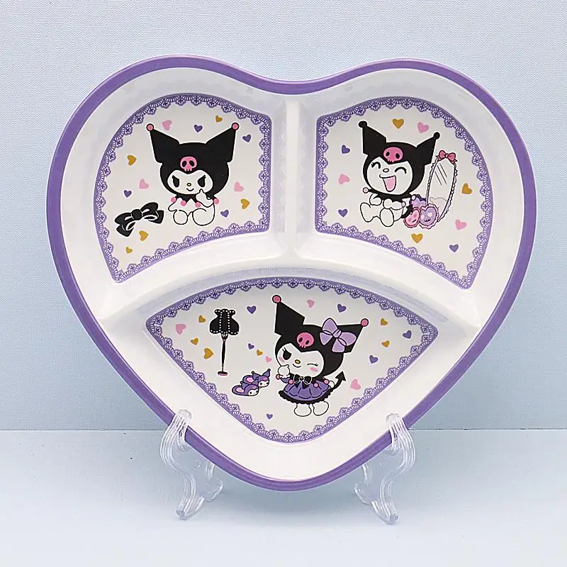 น่ารักการ์ตูน Sanrios Kuromi บนโต๊ะอาหารชามจานถ้วยตะเกียบช้อนชุดแฟชั่นเลียนแบบ Porcelain Tableware ดูดี