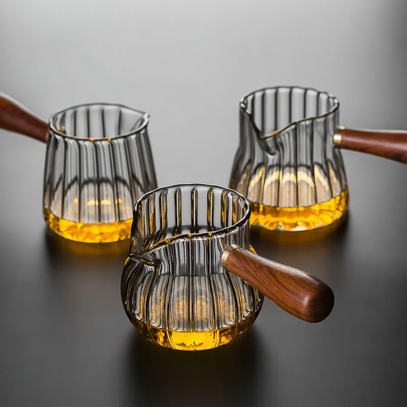 

High Borosilicate Glass Transparent TeaPots Wood Handle Cup Heat Resistant Cup Tea Tools Office Kung Fu Tea Ceremony Accessory