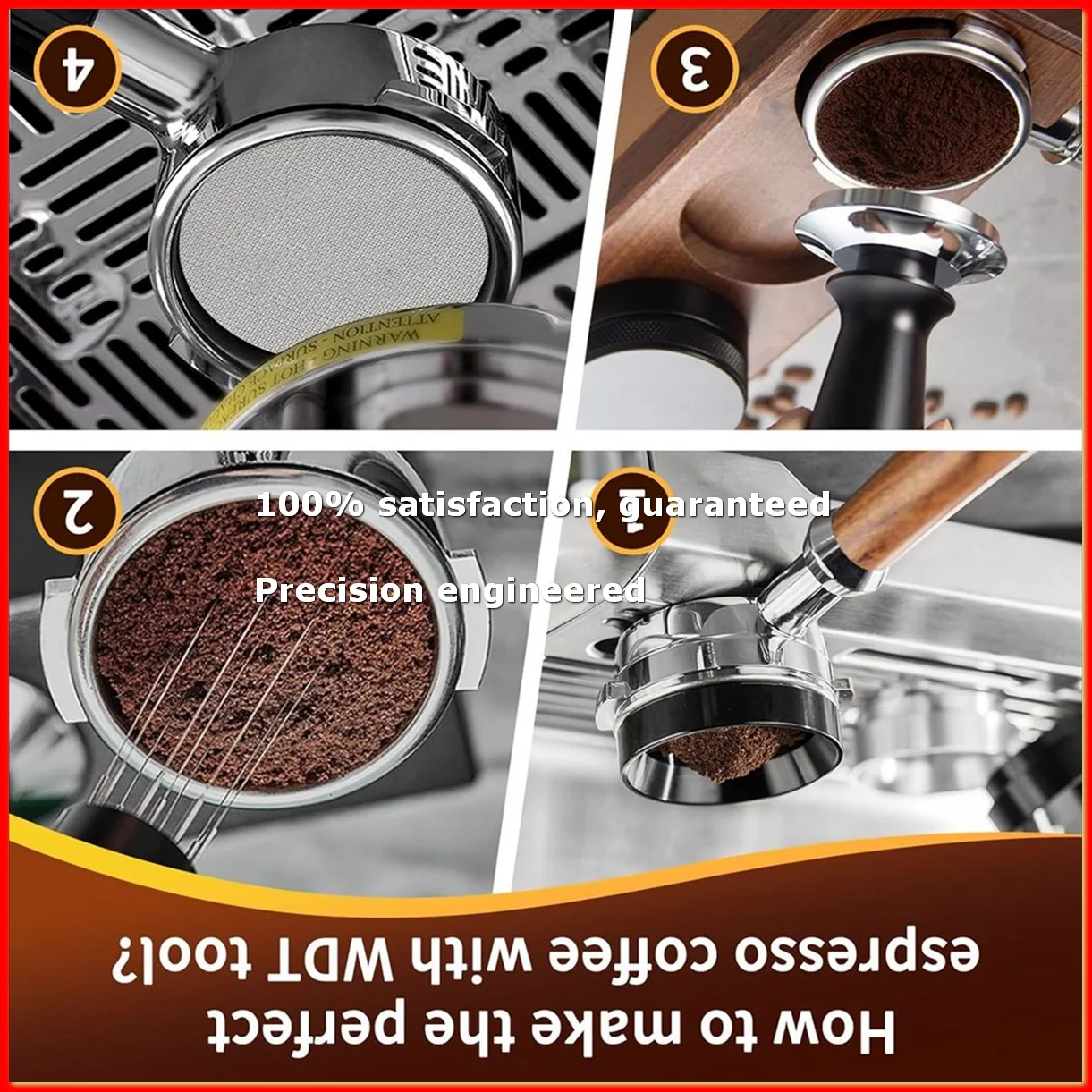 58mm WDT Tools Puck Screen Espresso Dosing Funnel Stainless Steel Needles Coffee Stirrer Distribution Tool-ROWI