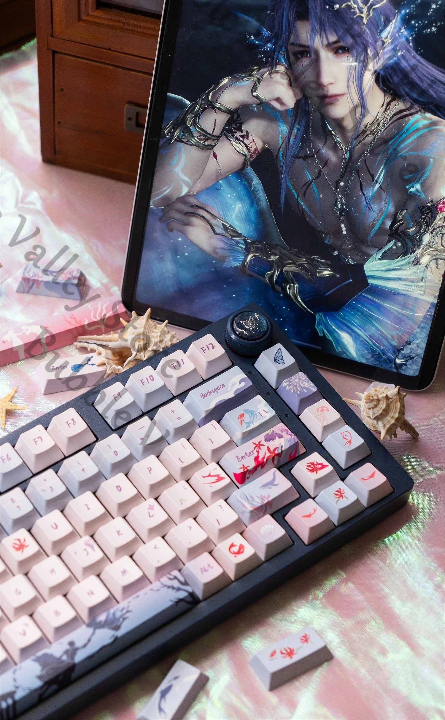 

Anime Love and Deepspace Rafayel Cosplay Printing Fish Keycap Cartoon Kforce Mechanical Keyboard Keycaps Keyboards Cap Xmas Gift
