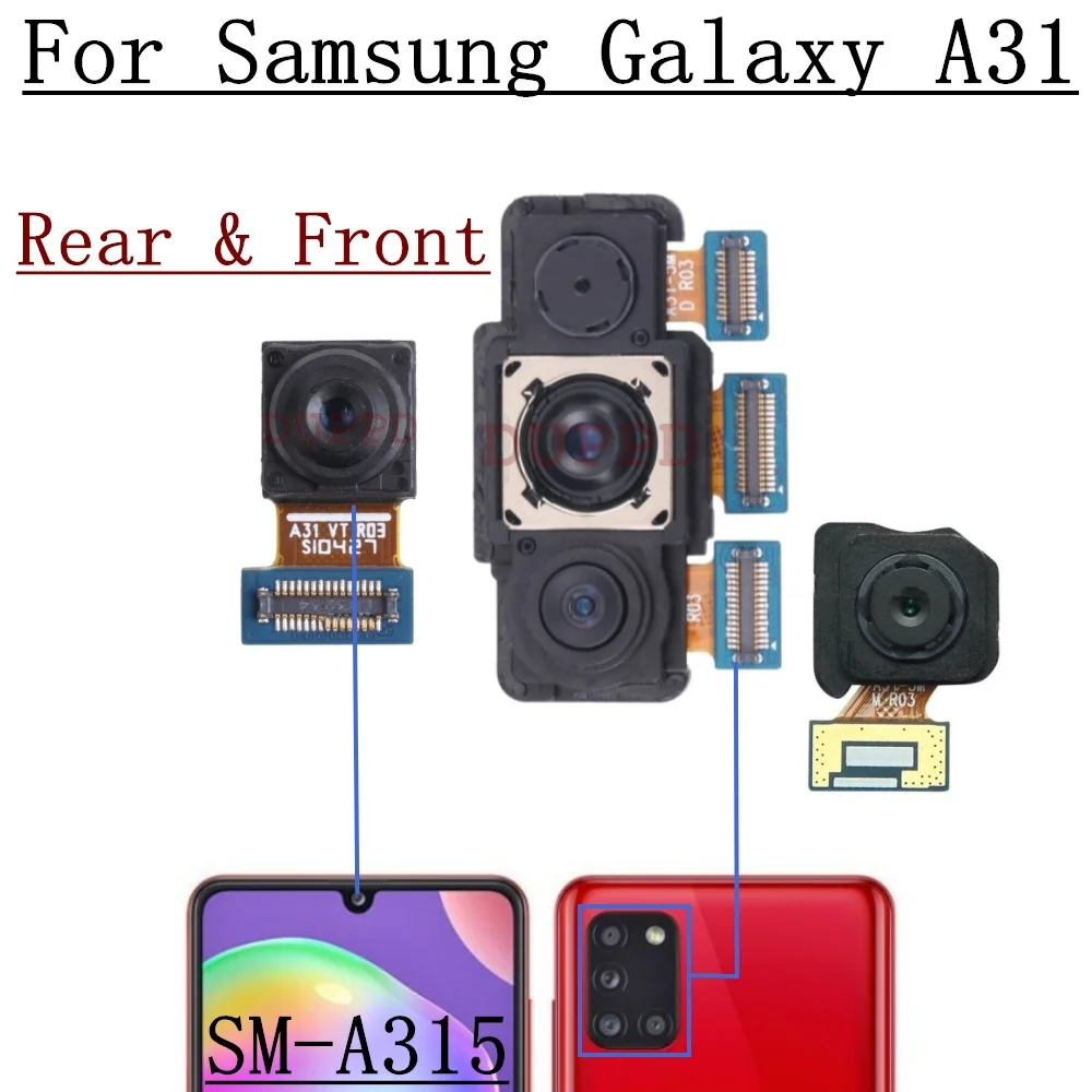 Rear Front Camera For Samsung Galaxy A31 SM-A315F/DS SM-A315G Backside Back Facing Wide Camera Module Replacement Parts