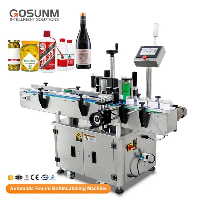 Best Selling Auto Round Bottle Pasting Labeling Machine Labeller Applicator 60-200pcs/min For Cosmetics/Pharma/Food/FMCG Bottles