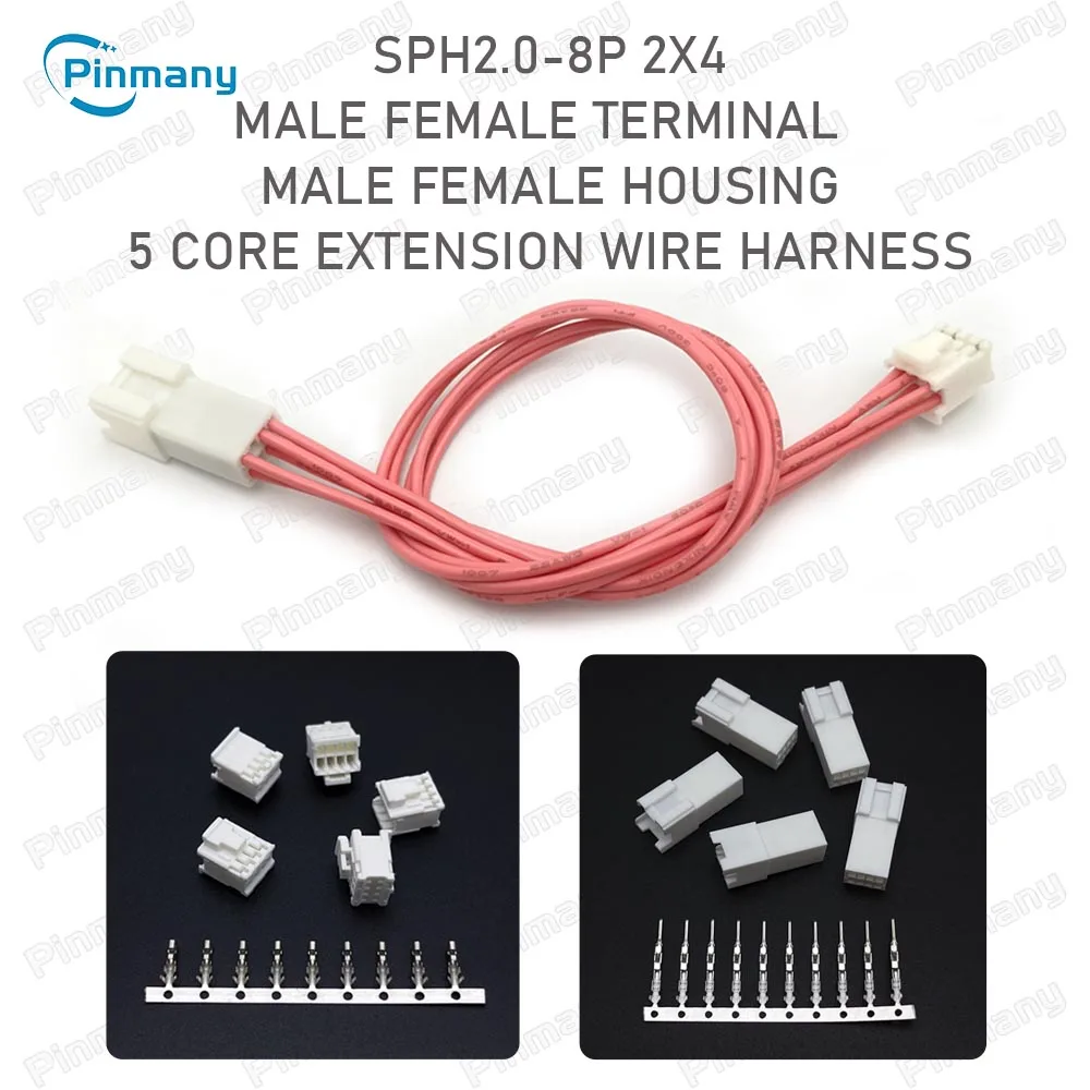 SPH2.0 8-Pin Male Female Terminal Housing extension Cable wire harness for Android car Radio CAN BUS to UART data communicatio