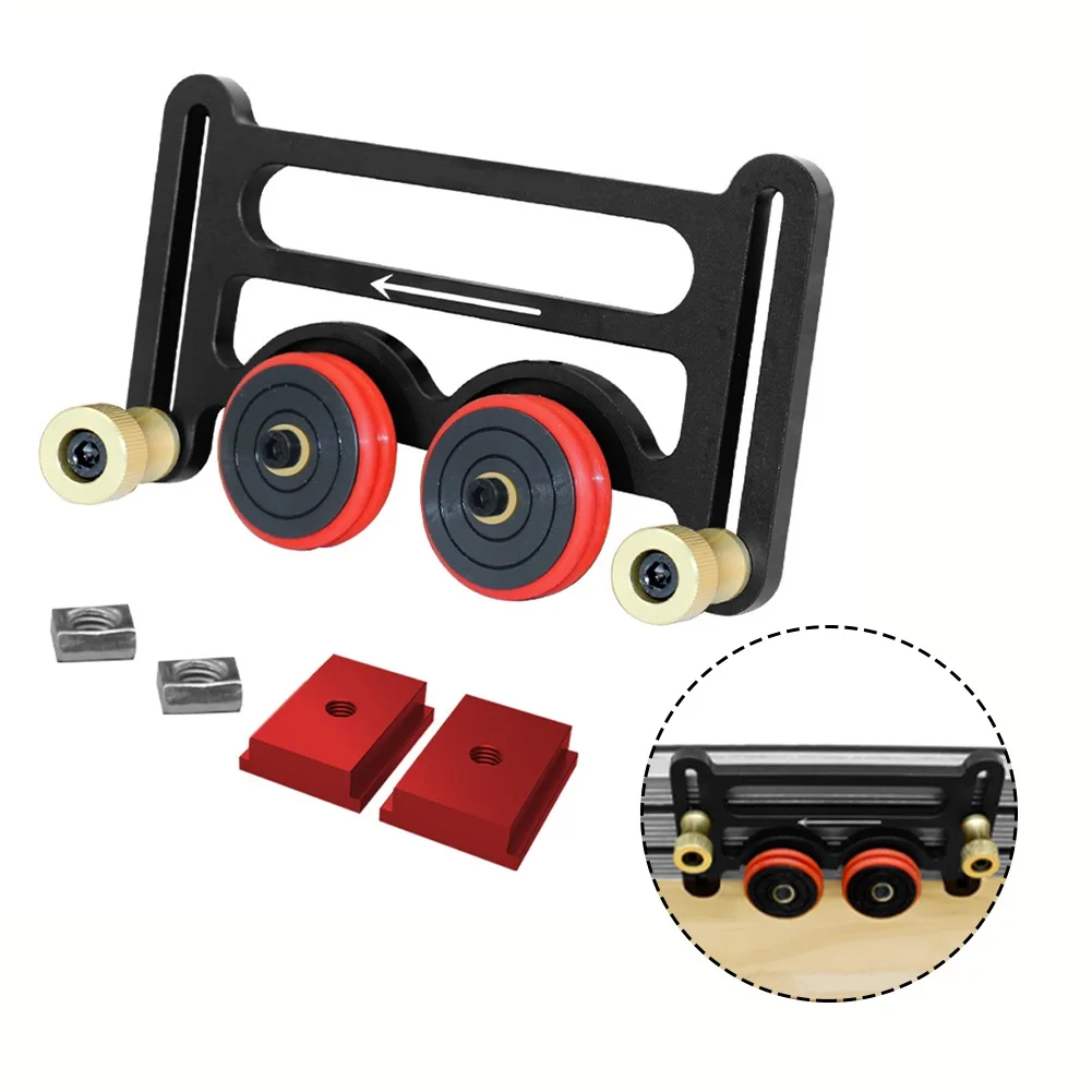 5pcs Adjustable Aluminum Alloy Roller Feeder For Woodworking Router Table Saw Pushing Guide Jig Accessory