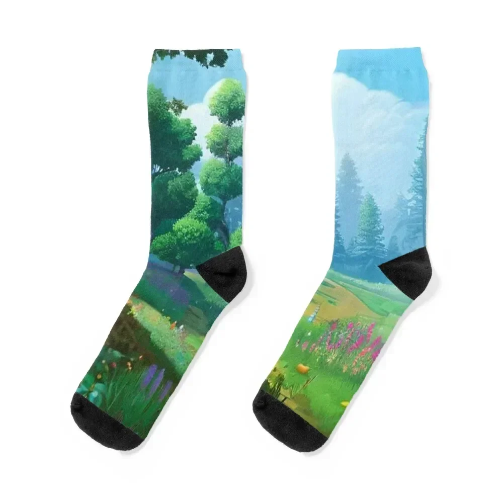 

Springtime Pixel Landscape Socks Soccer ankle essential Men Socks Luxury Brand Women's