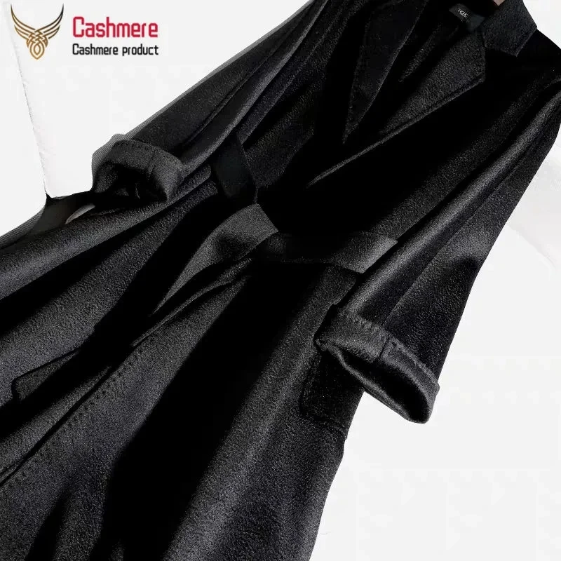 Oferta especial casaco de caxemira feminino inverno comprimento médio casaco ondulado casaco de lã preto mulher outono nova moda casual casaco bege