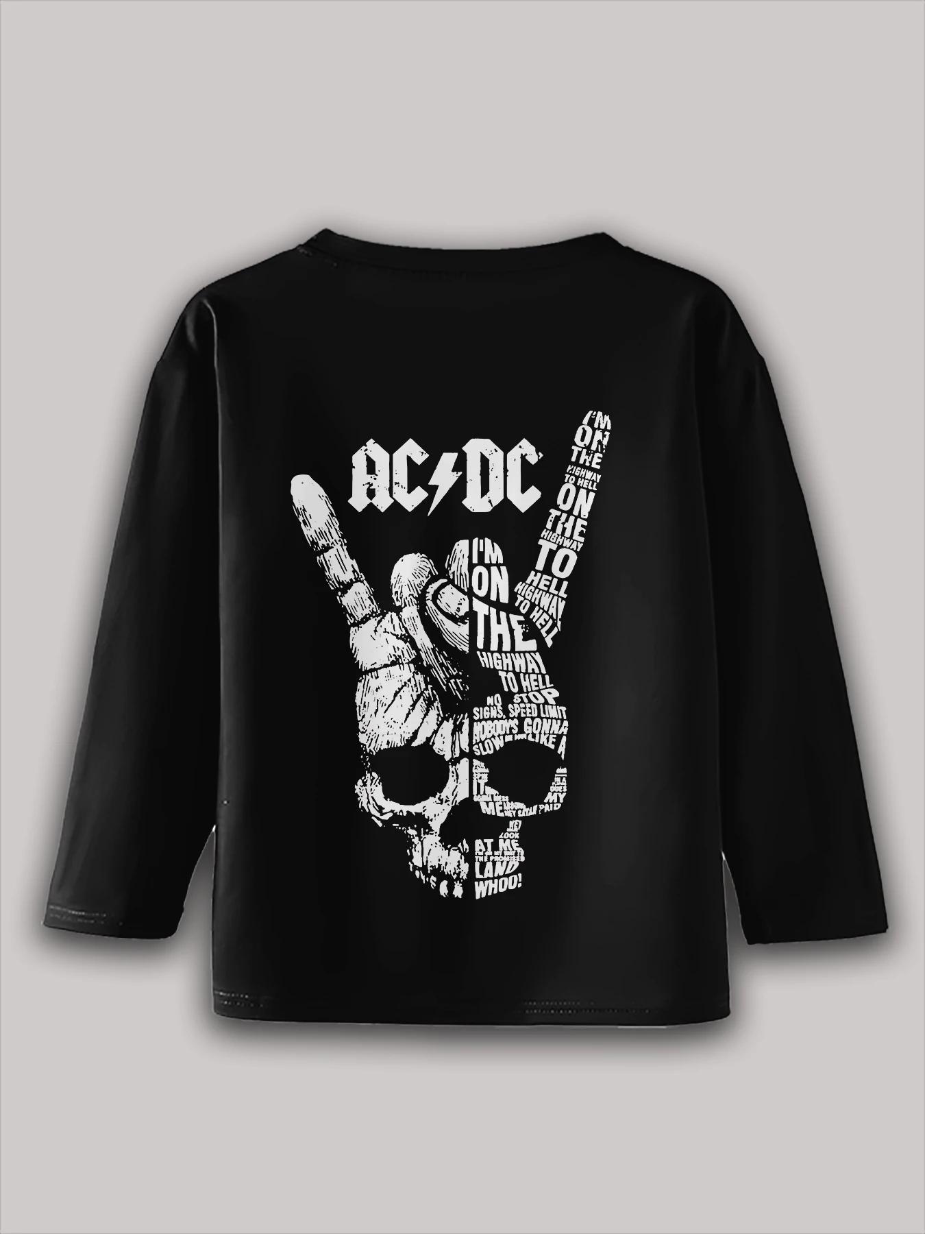 Metal Rock Band AC-DC 3D Print Children T-Shirt Long Sleeve Spring Fall Clothes Casual Round Neck Boys and Girls Tops