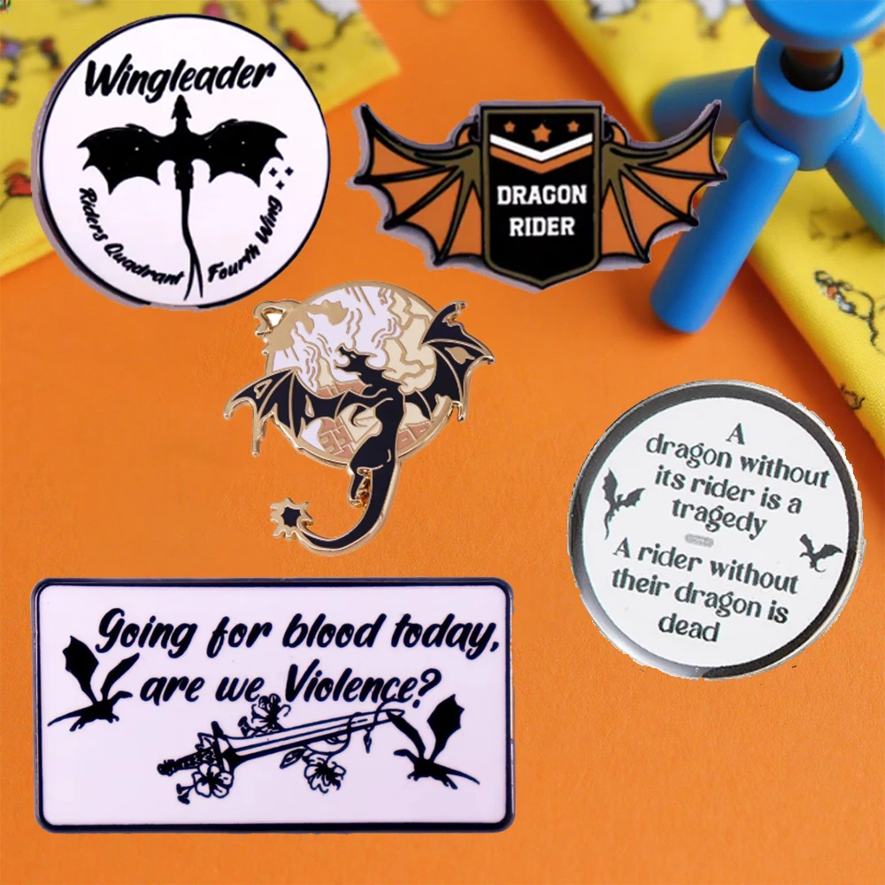Fantasy Novel Fourth Wing Brooch Men's Backpack Pin Metal Badge Clothing Accessories Fashion Jewelry Gift