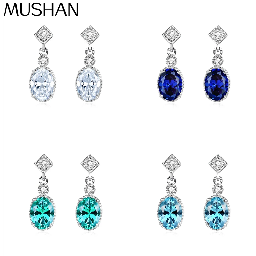 

MuShan Jewelry 925 Sterling Silver Stud Earrings Dangle High Carbon Diamond Birthday Gift Fine Jewelry Women Earring Fine Jewelr