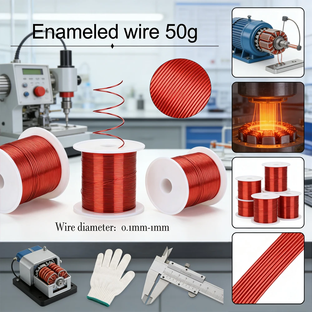 1 Roll Enameled Coppers Coil Wire , 0.1-1.0mm Red Magnet Winding Wire for Transformers, Motors, Jewelry Making